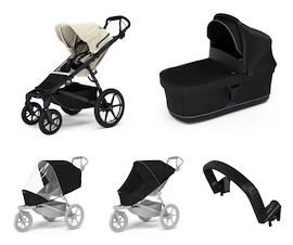 Mestni voziček Thule Urban Glide 4-wheel Soft beige + Bassinet Black SET 5in1