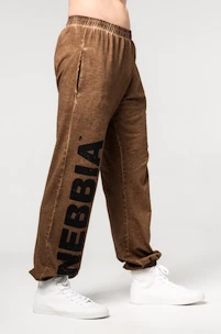 Moška trenirka Nebbia Washed-off Gym Sweatpants Baggy Style GYM BRO Ligth Brown