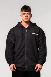 Moški pulover Nebbia Washed-off Zip Up Hoodie GYM BRO Black