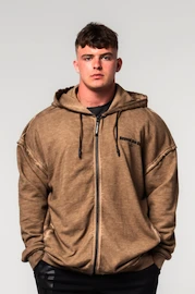 Moški pulover Nebbia Washed-off Zip Up Hoodie GYM BRO Light Brown