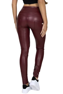 Pajkice Hugz Jeans Wine Faux Leather Biker High Waist