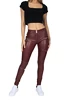 Pajkice Hugz Jeans Wine Faux Leather Biker Mid Waist