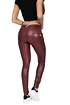 Pajkice Hugz Jeans Wine Faux Leather Biker Mid Waist