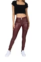 Pajkice Hugz Jeans Wine Faux Leather Biker Mid Waist