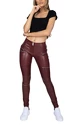 Pajkice Hugz Jeans Wine Faux Leather Biker Mid Waist