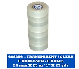 Trak za palice Blue Sports Clear Poly Shin Pad Tape 24 mm x 25 m 8-Pack