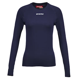 Ženska kompresijska majica CCM LS Training Tee Navy Senior