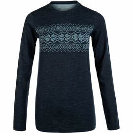 Ženska majica Endurance Yalia Seamless Wool Print LS Baselayer Dark Blue