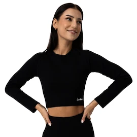 Ženska majica GymBeam  FLO Ribbed CropTop Black