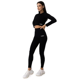 Ženska majica GymBeam  FLO Ribbed CropTop Black