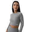 Ženska majica GymBeam  FLO Ribbed CropTop Grey