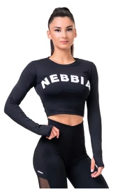 Ženska majica Nebbia Hero Sporty Hero crop top long sleeve black