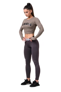 Ženska majica Nebbia Hero Sporty Hero crop top long sleeve mocha