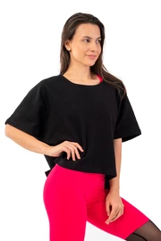 Ženska majica Nebbia Organic Cotton Loose Fit “The Minimalist” Crop Top 417 black