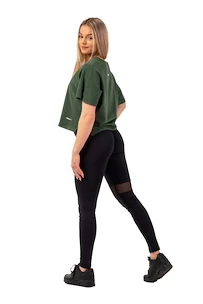 Ženska majica Nebbia  Organic Cotton Loose Fit “The Minimalist” Crop Top 417 dark green  M/L