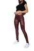 Ženske pajkice Hugz Jeans Wine Faux Leather Biker Mid Waist