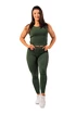 Ženske pajkice Nebbia Organic Cotton Ribbed High Waist Leggings 405 dark green