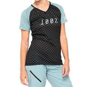 Ženski kolesarski dres 100%  Airmatic Women's Jersey Seafoam Checkers