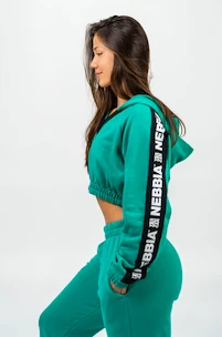 Ženski pulover Nebbia ICONIC Cropped Zip-Up Hoodie green